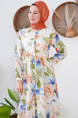 لباس بلند دکمه دار محجبه یقه قاضی  بیگ دارت BigDart (ساخت ترکیه)