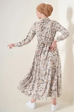 لباس بلند دکمه دار محجبه یقه قاضی  بیگ دارت BigDart (ساخت ترکیه)