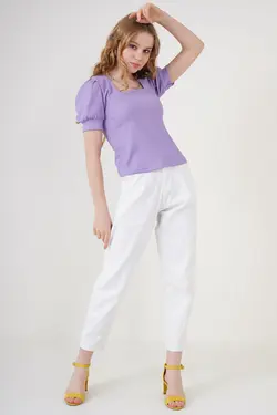 کراپ زنانه آستین کوتاه یقه مربع  بیگ دارت BigDart (ساخت ترکیه)