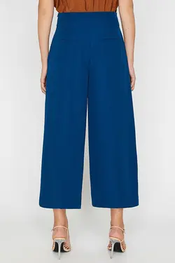 شلوار واید لگ کمربند دار کوتاه زنانه آبی کوتون Koton (ساخت ترکیه)