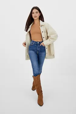 شلوار جین اسلیم فیت مدل مام جین زنانه استرادیواریوس Stradivarius (ساخت اسپانیا)