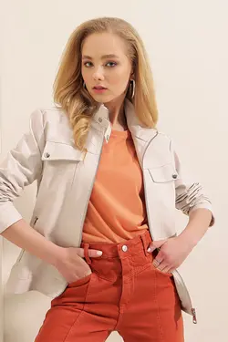 کت بایکر  زنانه یقه ایستاده بیگ دارت BigDart (ساخت ترکیه)