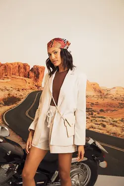 کت کوتاه کتانی زنانه کرم دفاکتو DeFacto (ساخت ترکیه)