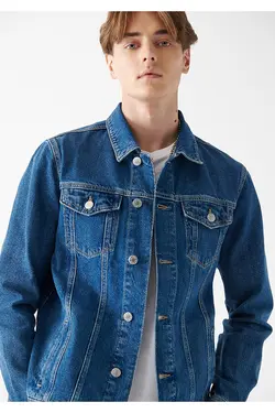 کت جین یقه کلاسیک ساده و خزدار مردانه ماوی Mavi (ساخت ترکیه)