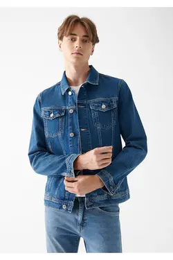 کت جین یقه کلاسیک ساده و خزدار مردانه ماوی Mavi (ساخت ترکیه)