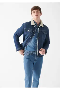 کت جین یقه کلاسیک ساده و خزدار مردانه ماوی Mavi (ساخت ترکیه)