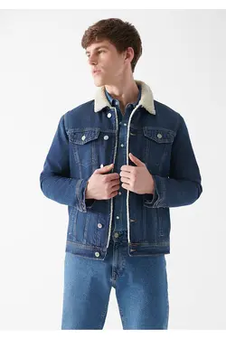 کت جین یقه کلاسیک ساده و خزدار مردانه ماوی Mavi (ساخت ترکیه)