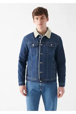 کت جین یقه کلاسیک ساده و خزدار مردانه ماوی Mavi (ساخت ترکیه)