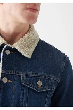 کت جین یقه کلاسیک ساده و خزدار مردانه ماوی Mavi (ساخت ترکیه)