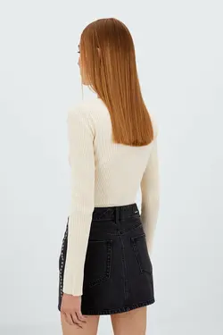 دامن جین زنانه خاکستری استرادیواریوس Stradivarius (ساخت اسپانیا)