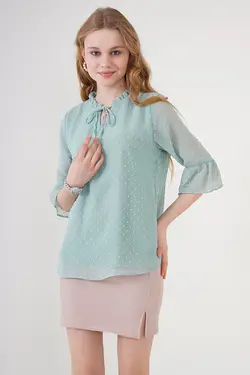 بلوز شیفون زنانه یقه پاپیون بیگ دارت BigDart (ساخت ترکیه)