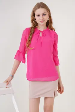 بلوز شیفون زنانه یقه پاپیون بیگ دارت BigDart (ساخت ترکیه)