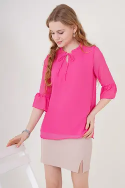 بلوز شیفون زنانه یقه پاپیون بیگ دارت BigDart (ساخت ترکیه)