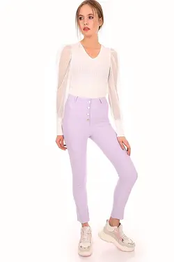 شلوار لاکرا کمر بلند دکمه دار زنانه بیگ دارت BigDart (ساخت ترکیه)