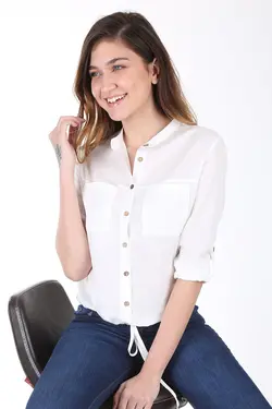 پیراهن توری یقه پیراهن زنانه سفید بیگ دارت BigDart (ساخت ترکیه)