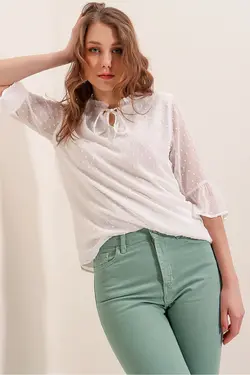 بلوز شیفون زنانه یقه پاپیون بیگ دارت BigDart (ساخت ترکیه)