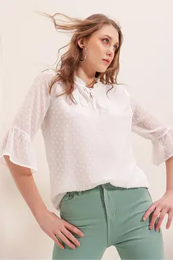 بلوز شیفون زنانه یقه پاپیون بیگ دارت BigDart (ساخت ترکیه)