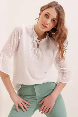 بلوز شیفون زنانه یقه پاپیون بیگ دارت BigDart (ساخت ترکیه)