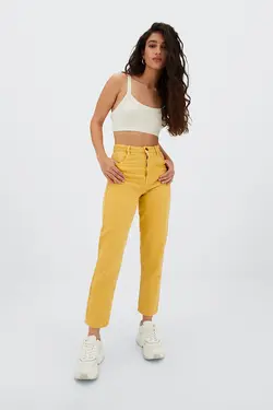 جین شلوار جین مام جین زنانه زرد استرادیواریوس Stradivarius (ساخت اسپانیا)
