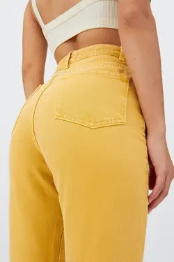 جین شلوار جین مام جین زنانه زرد استرادیواریوس Stradivarius (ساخت اسپانیا)