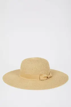 کلاه حصیری راه راه زنانه کرم دفاکتو DeFacto (ساخت ترکیه)