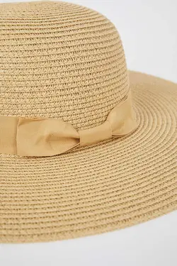 کلاه حصیری راه راه زنانه کرم دفاکتو DeFacto (ساخت ترکیه)