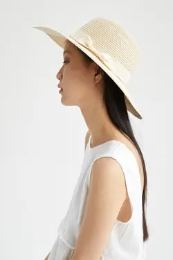 کلاه حصیری راه راه زنانه کرم دفاکتو DeFacto (ساخت ترکیه)