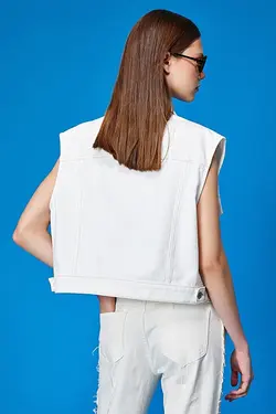 جلیقه جین اور سایز زنانه سفید کوتون Koton (ساخت ترکیه)