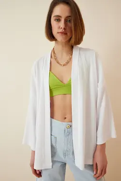 ژاکت فصلی بافت زنانه - یقه هفت و پنبه پلی استر هپی‌نس استانبول Happiness (ساخت ترکیه)