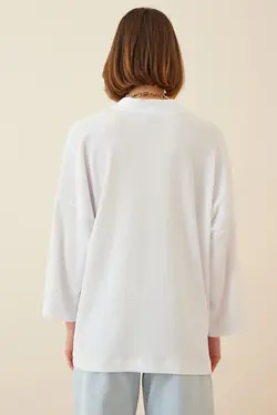 ژاکت فصلی بافت زنانه - یقه هفت و پنبه پلی استر هپی‌نس استانبول Happiness (ساخت ترکیه)