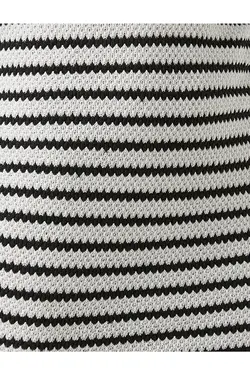 ماکسی بلند قلاب بافی راه راه دو بندی زنانه مشکی کوتون Koton (ساخت ترکیه)