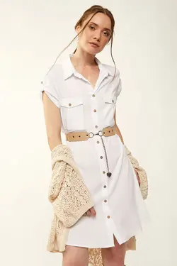 تونیک دو جیبی کمربند زنانه بیگ دارت BigDart (ساخت ترکیه)