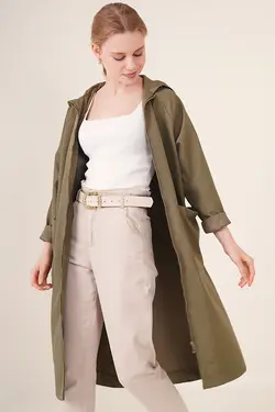 ترنچ بدون آستر کلاه دار زنانه بیگ دارت BigDart (ساخت ترکیه)