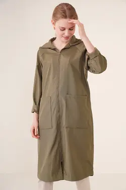 ترنچ بدون آستر کلاه دار زنانه بیگ دارت BigDart (ساخت ترکیه)