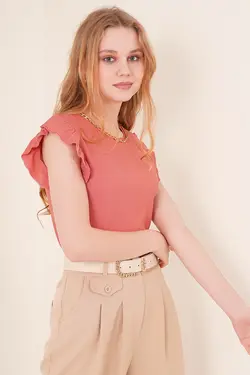 بلوز بافتنی آستین فرفری زنانه بیگ دارت BigDart (ساخت ترکیه)