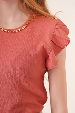 بلوز بافتنی آستین فرفری زنانه بیگ دارت BigDart (ساخت ترکیه)