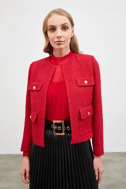 ژاکت آستردار جیب دار آستین بلند زنانه گاستو Gusto (ساخت ترکیه)