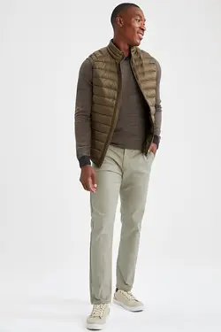 پافر بادی کوتاه یقه ایستاده مردانه خاکی  دفاکتو DeFacto (ساخت ترکیه)