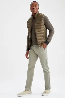 پافر بادی کوتاه یقه ایستاده مردانه خاکی  دفاکتو DeFacto (ساخت ترکیه)