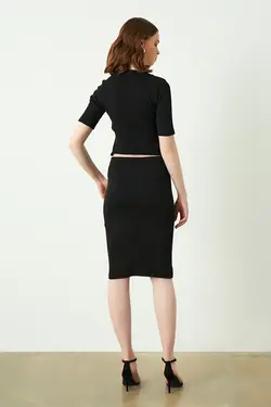 دامن راسته مشکی کوتاه مجلسی زنانه گاستو Gusto (ساخت ترکیه)