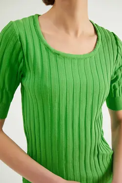 بلوز بافتنی آستین کوتاه یقه مربع زنانه گاستو Gusto (ساخت ترکیه)