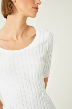بلوز بافتنی آستین کوتاه یقه مربع زنانه گاستو Gusto (ساخت ترکیه)