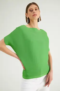 لباس بافتنی آستین کوتاه خفاشی زنانه گاستو Gusto (ساخت ترکیه)