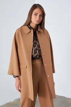 کت بلند جلو دکمه دار جیب دار آستین بلند زنانه گاستو Gusto (ساخت ترکیه)