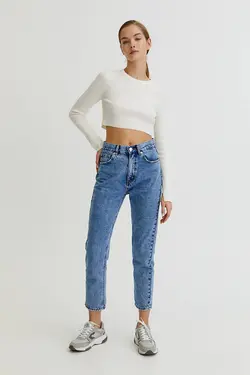 شلوار جین مام استایل فیت زنانه پول اند بیر Pull & Bear (ساخت اسپانیا)