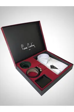 ست 4 تایی کیف پول کمربند پیراهن داماد کراوات پیر کاردین Pierre Cardin (ساخت فرانسه)