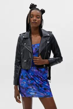 کت زنانه چرم کوتاه پول اند بیر Pull & Bear (ساخت اسپانیا)