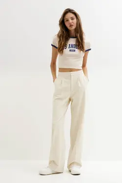 شلوار زنانه راسته چین دار پول اند بیر Pull & Bear (ساخت اسپانیا)
