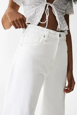 شلوار زنانه راسته سفید پول اند بیر Pull & Bear (ساخت اسپانیا)