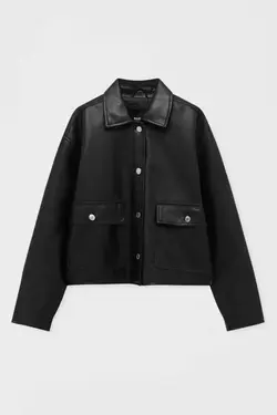 کت چرم زنانه مشکی پول اند بیر Pull & Bear (ساخت اسپانیا)